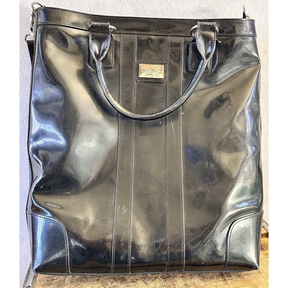 BEIJO Purse Messenger Crossbody Laptop Bag Tote Black Patent